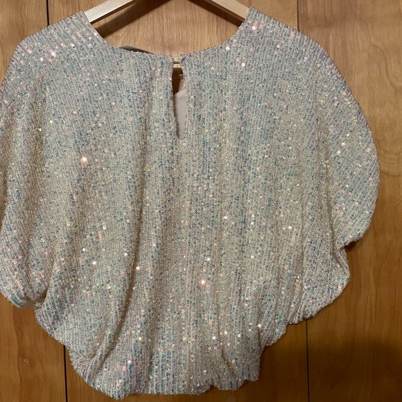 Ferne Cream Sequin Blouse Small NWT - Perfect for NYE! - Picture 7 of 7